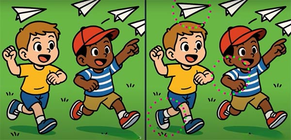 بازی فکری : تفاوت تصاویر پسر بچه های بازیگوش