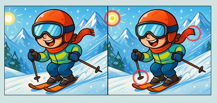بازی فکری : 3 تفاوت تصویر قهرمان اسکی کجاست؟